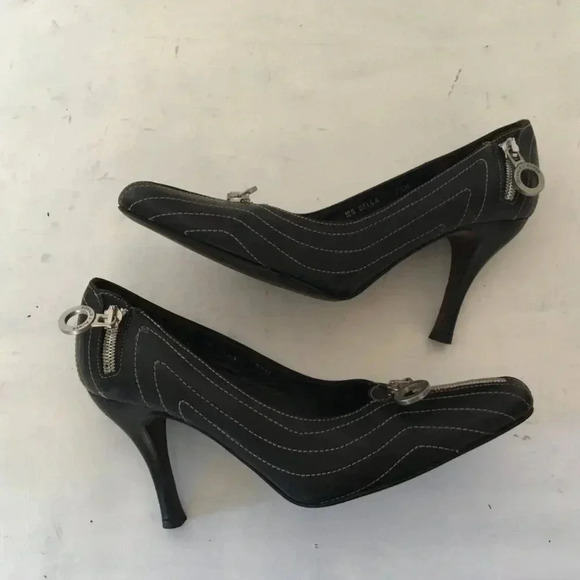 Couture Donald J Pliner Della Black  Leather Zippered Heel SZ  7.5 M - Picture 2 of 14